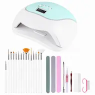 120W UV Nail Lamp with LCD Display Adjustable Timer Quick Drying for Nails & Toes – DIY Manicure Tools Set - Pink 203