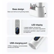 USB Portable Nail Grinder Electric Nail Polisher Manicure Nail Filing Tool - Silver 193