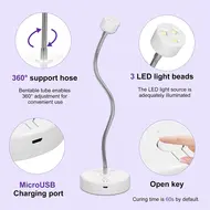 UV LED Nail Lamp Gel Polish Nail Dryer Nail Glue Curing Lamp 360° Adjustable Angle Nail UV Light LED Therapy Light Nail Art Tool 175