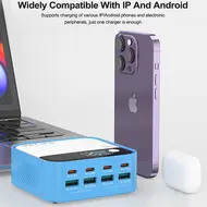 Relife Q2 120W 8-Ports RGB Atmosphere Lighting Desktop Charger with PD100W Charging 174