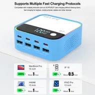 Relife Q2 120W 8-Ports RGB Atmosphere Lighting Desktop Charger with PD100W Charging 174