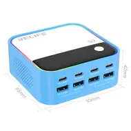 Relife Q2 120W 8-Ports RGB Atmosphere Lighting Desktop Charger with PD100W Charging 174