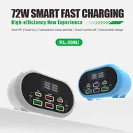Relife RL-309U 72W Dual PD + Dual QC Smart Fast Charger Support Multiple Fast Charging Protocols - Silver 192