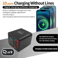 Wylie WL-205D 100W 9-Ports PD&QC3.0 Charger Station with Wireless Charging & EX Expansion Port 140