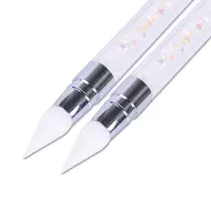 1pc Rhinestone Handle Embossed Nail Art Pen – Silicone Nail Carving Brush, Glitter Picker, and Powder Picking Tool 212