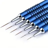 6 Size Nail Art Liner Brushes 5/7/9/11/20/25mm Painting Nail Art Brush Dotting Drawing Tool Long Lines Thin Details Manicure Pen - Blue 313