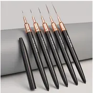5pcs Professional Nail Art Liners Striping Brushes Tool Ultra-thin Line Detail Drawing Painting Brushes Manicure Pen Tools - Black 29000324