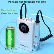 Electric Nail Drill Machine 35000 RPM Portable 4000 mAH Rechargeable Nail File Nails Accessories Gel Nail Polish Sander - White 280