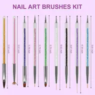 ​Pen 9pcs Double end  Nail Art Brush Design Tip Painting Drawing Carving Dotting Pen FlatFan Liner Acrylic Gel UV Polish Manicure Tools 319