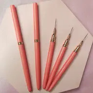 5pcs Professional Nail Art Liners Striping Brushes Tool Ultra-thin Line Detail Drawing Painting Brushes Manicure Pen Tools - Pink 328