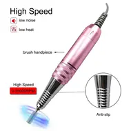 Professional Electric Nail Drill Machine Stainless Steel Pink Pen 35000RPM manicure milling cutter handle Drill Accessory 273