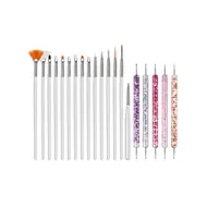 31Pcs Nail Art Brush Design Tip Painting Drawing Carving Dotting Pen FlatFan Liner Acrylic Gel UV Polish Manicure Tools - White 322