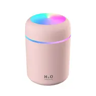 300ml USB Air Humidifier Small Portable Colourful Ambient Light Continuous Intermittent Mist Mute Humidification Timer Power Off - White 331