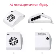 40W Nail Dust Collector Nail Dust Vacuum Cleaner with 2 Dust Collecting Bags, Suction Fan for Manicure Salon Tools - White 243