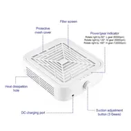 Turbine Brushless Nail Dust Remover Powerful Suction Nail Vacuum Cleaner Manicure Tool with Removable Filter Silent Dust Collector 252