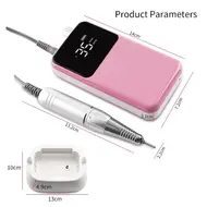 Professional Electric Nail Drill Machine 35000RPM Rechargeable Nail File Nails Accessories Gel Nail Polish Sander Low Noise - White 284