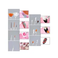 31Pcs Nail Art Brush Design Tip Painting Drawing Carving Dotting Pen FlatFan Liner Acrylic Gel UV Polish Manicure Tools - White 322