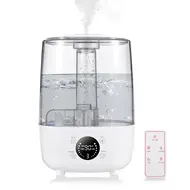 ​4L Bedroom Humidifier Ultrasonic Humidifier Aroma Diffuser Touch Control Buttons with LCD Screen Remote Control Extra Long Hose Nozzle Ultra Silent Timer 3 Mist Modes Auto Standby 347