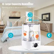 ​4L Bedroom Humidifier Ultrasonic Humidifier Aroma Diffuser Touch Control Buttons with LCD Screen Remote Control Extra Long Hose Nozzle Ultra Silent Timer 3 Mist Modes Auto Standby 347