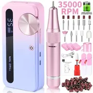 35000 RPM Professional Electric Nail Drill Set Rechargeable Nail File with Accessories Low Noise Gel Nail Polish Sander Nail Art Tools 296