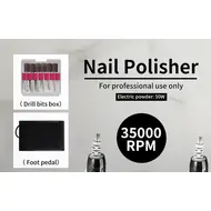 35000RPM Nail Drill Machine Foot Pedal Electric Nail Pedicure File Manicure Salon Polishing Milling Low Noise Armor Removal Tool - Red 278