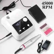 45000RPM Professional Nail Drilling Machine with Base Large LCD Screen Electric Manicure Polisher Nail Sander Salon Tool - White 270