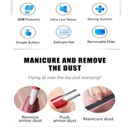 80W Strong Suction Nail Dust Vacuum Cleaner Professional Nail Dust Collector for Nails with Filters Manicure Tools - Pink 254