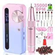 35000 RPM Professional Electric Nail Drill Set Rechargeable Nail File with Accessories Low Noise Gel Nail Polish Sander Nail Art Tools 296