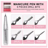 ​45000RPM Electric Nail Drill Machine Professional Nail Drills for Gel Nails Polish Rechargeable Portable Nail File Manicure Tool - White 303