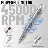 ​45000RPM Electric Nail Drill Machine With LCD Display Low Noise Rechargeable Manicure Machine For Polishing Gel Nail Polish - Pink 300