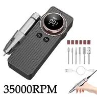 35000RPM Nail Drill Grinding Machine Low Noise Nail Polisher Kit Nail Sander Head Sander Tool Manicure Polishing Machine - Silver 288
