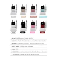 Professional Electric Nail Drill Machine 35000RPM Rechargeable Nail File Nails Accessories Gel Nail Polish Sander Low Noise - White 284