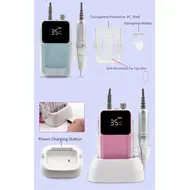 Professional Electric Nail Drill Machine 35000RPM Rechargeable Nail File Nails Accessories Gel Nail Polish Sander Low Noise - White 284