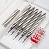 New 6/9/12/15/18mm Nail Liner Brush Set Drawing Line Stripe Painting Flower Pen Metal Handle Nail Brushes Nail Art Manicure Tool 310