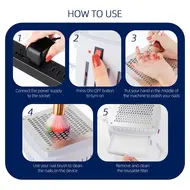 13W Nail Vacuum Extractor Built-in Desktop Nail Dust Collector, 12V Gel Nails Manicure Vacuum Cleaner 245