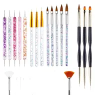 31Pcs Nail Art Brush Design Tip Painting Drawing Carving Dotting Pen FlatFan Liner Acrylic Gel UV Polish Manicure Tools - White 322