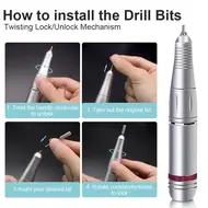 45000RPM Professional Nail Drilling Machine with Base Large LCD Screen Electric Manicure Polisher Nail Sander Salon Tool - White 270