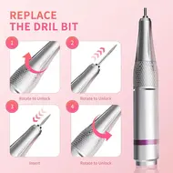 45000RPM Electric Professional Nail Drill Machine Portable Rechargeable Low Noise Nail Sander File for Manicure Salon Tool - Pink 298