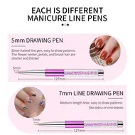 5/7/9/11/15/20mm Nail Art Liner Brushes Painting Flower French Stripes Line Grid UV Gel Pen Crystal Rhinestone Acrylic Tools 317
