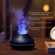​Flame Mist Humidifier Aromatherapy Essential Oil Diffuser with 7 Color Nightlight Silent Auto Off USB Humidifier for Home Office Bedroom Room 344