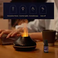 ​Flame Mist Humidifier Aromatherapy Essential Oil Diffuser with 7 Color Nightlight Silent Auto Off USB Humidifier for Home Office Bedroom Room 344