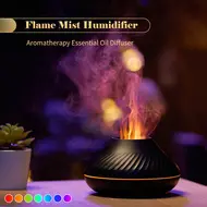 ​Flame Mist Humidifier Aromatherapy Essential Oil Diffuser with 7 Color Nightlight Silent Auto Off USB Humidifier for Home Office Bedroom Room 344