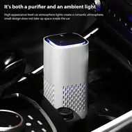 Home Bedroom Portable Car Negative Ion Air Purifier with Atmosphere Light Touch Control Type-C Power Supply Small Travel Office Living Room Air Purifier - White 334