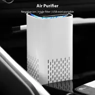 Home Bedroom Portable Car Negative Ion Air Purifier with Atmosphere Light Touch Control Type-C Power Supply Small Travel Office Living Room Air Purifier - White 334