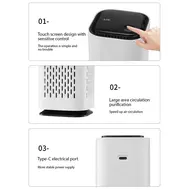 Home Bedroom Portable Car Negative Ion Air Purifier with Atmosphere Light Touch Control Type-C Power Supply Small Travel Office Living Room Air Purifier - White 334