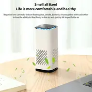 Home Bedroom Portable Car Negative Ion Air Purifier with Atmosphere Light Touch Control Type-C Power Supply Small Travel Office Living Room Air Purifier - White 334