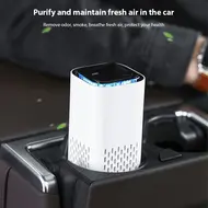 Home Bedroom Portable Car Negative Ion Air Purifier with Atmosphere Light Touch Control Type-C Power Supply Small Travel Office Living Room Air Purifier - White 334