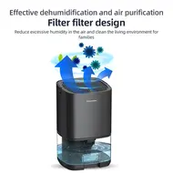 Home Dehumidifier 34 OZ Water Tank Portable Small Dehumidifier for Bedroom Bathroom Basement Silent with Auto Shut Off 7 Colours RGB LED Light 346