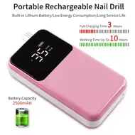 Professional Electric Nail Drill Machine 35000RPM Rechargeable Nail File Nails Accessories Gel Nail Polish Sander Low Noise - White 284