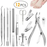 ​12Pcs/set Professional Pedicure Tools Ingrown Toenail Tools Kit Nail Care Ingrown Toenail Removal Correction Clippers Foot Care 320